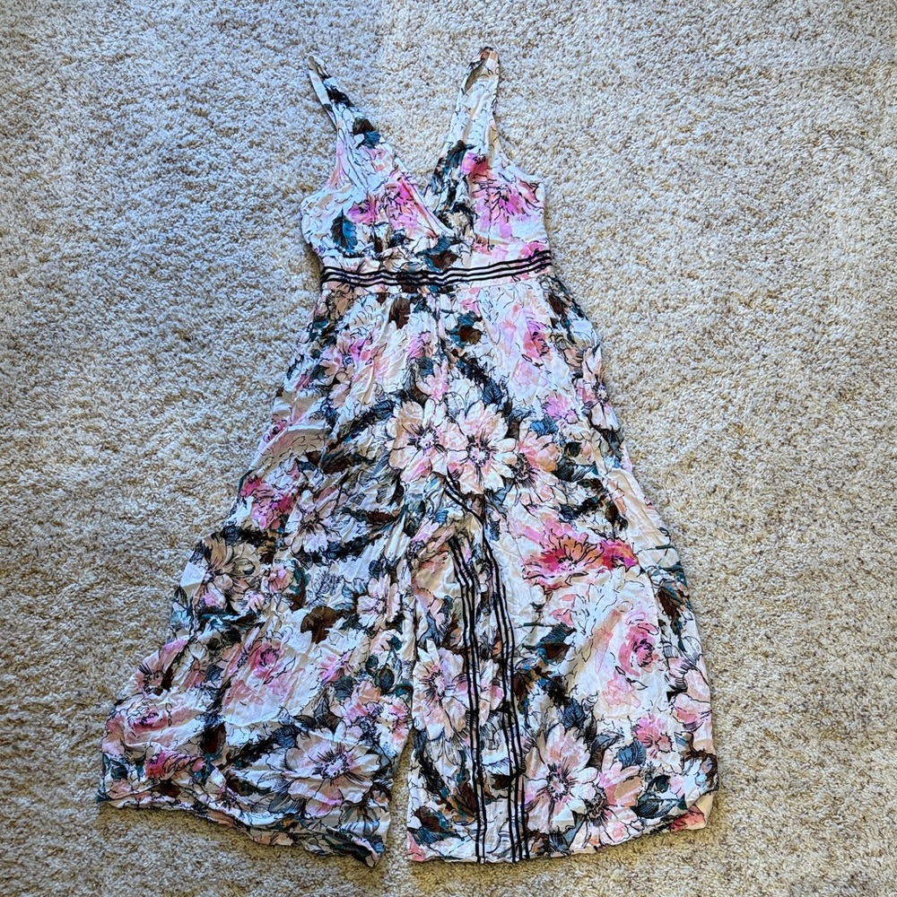 Plenty by Tracy Reese Floral Jumpsuit with Pink and Brown Accents - Picture 2 of 2